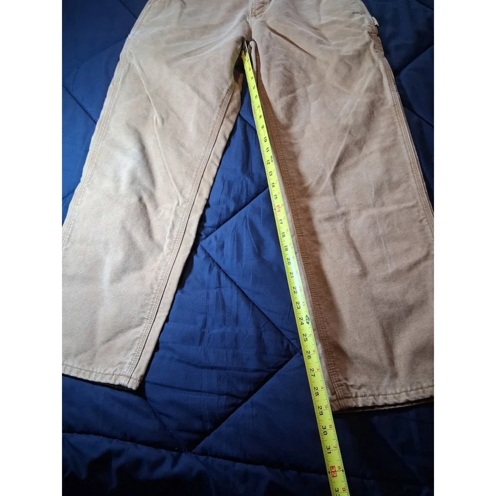 Carhartt B111 BRN Flannel Lined Duck Canvas Work Pants Mens 32x30 Brown Dungaree
